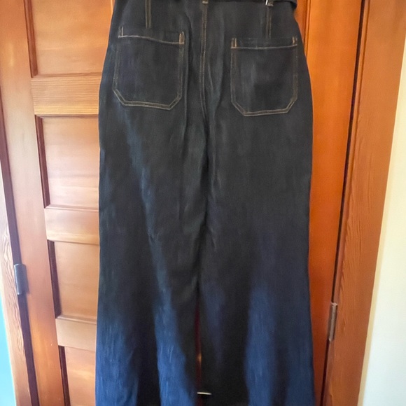 Pilcro wide leg button front trouser jeans, dark denim from Anthropologie - Picture 4 of 7